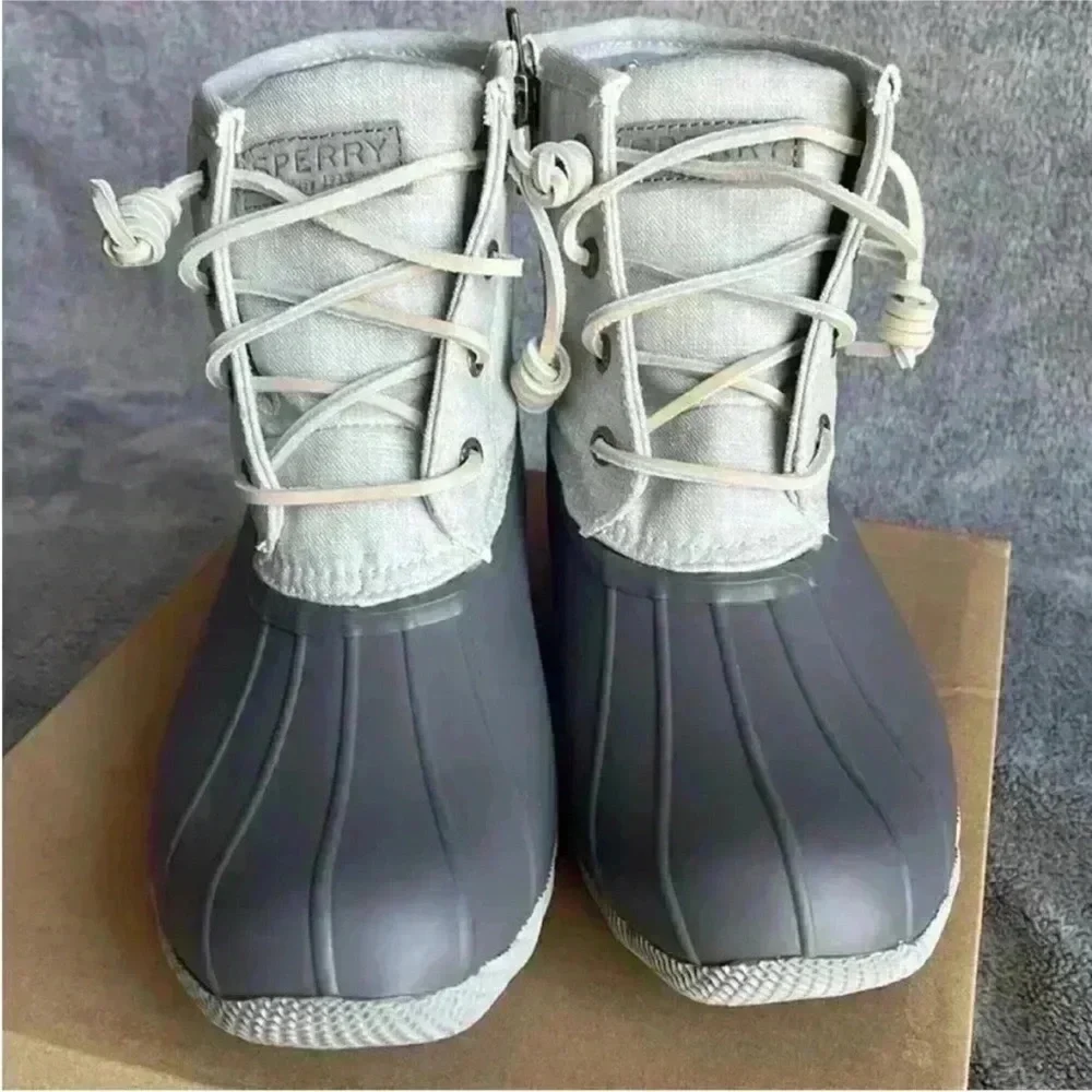 Sperry Saltwater Duck Booties in Grey Size 7 NIB